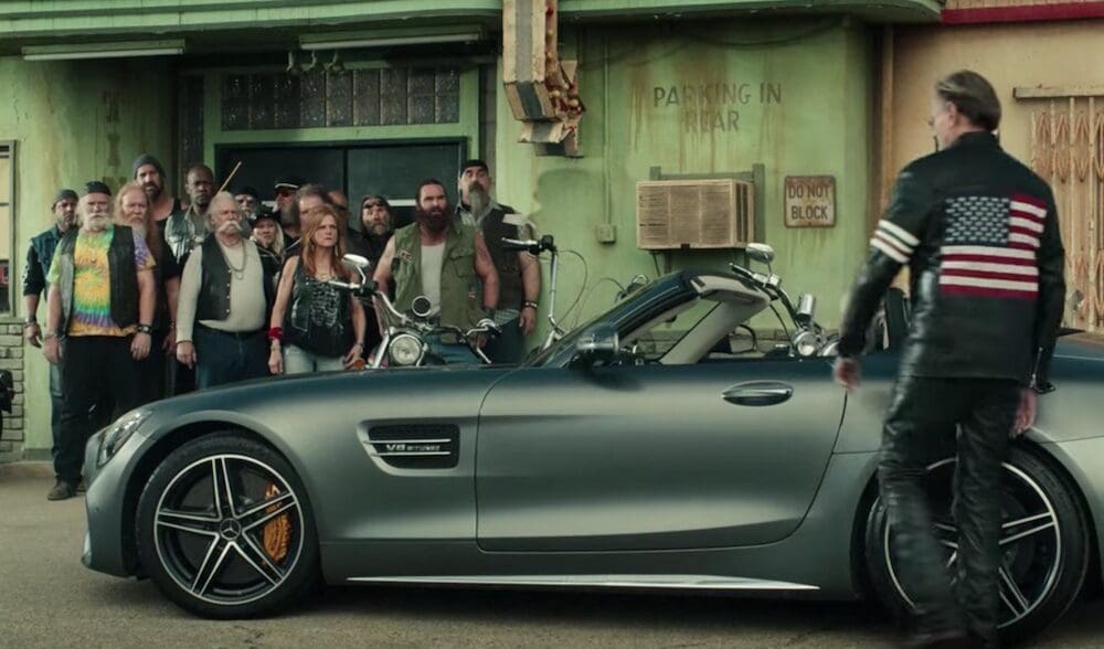 Easy Rider Peter Fonda in the AMG Super Bowl ad