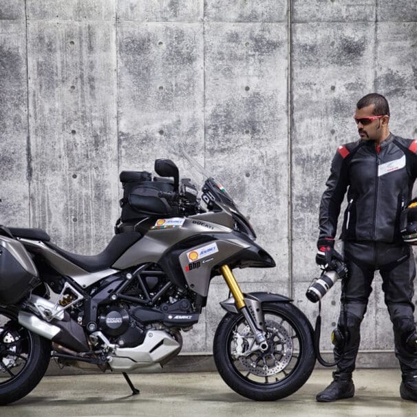 Sundeep Gajjar with a Ducati Multistrada bikes