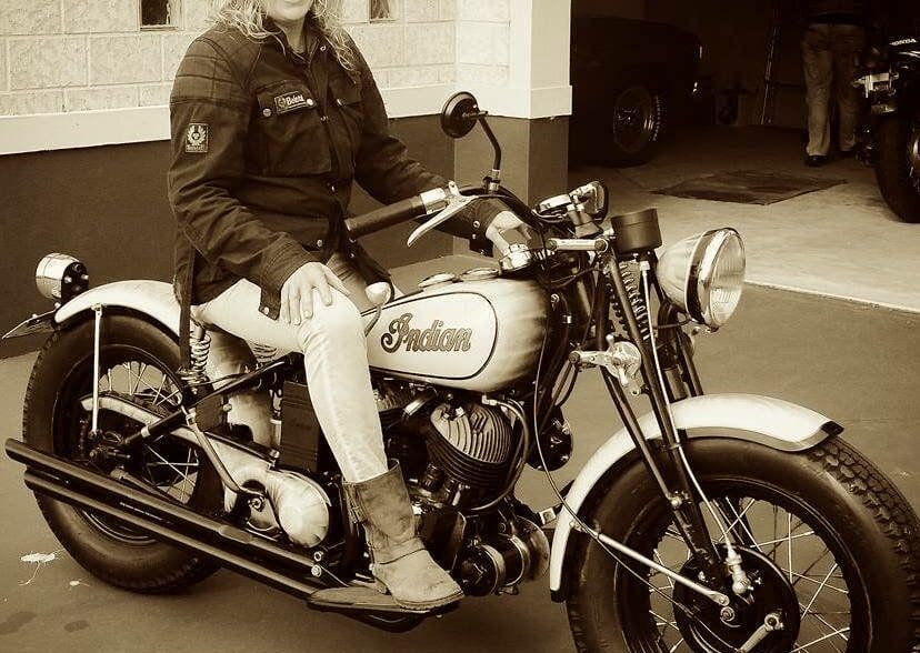 Julie Jasper rides old Indian Scout around Australia for domestic violence victims