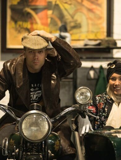 BMX and mountain bike racing couple Barry Nobles of the USA and Aussie Olympian Carline Buchanan share a passion for two wheels that extends to their Harleys.