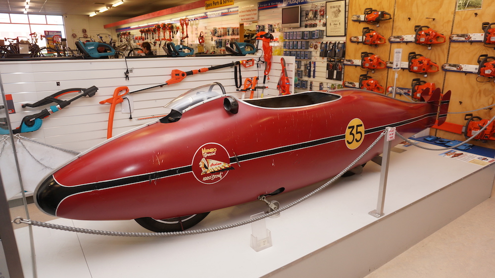 Invercargill Hammer Hardware Burt Munro's streamlinerInvercargill Hammer Hardware Burt Munro's streamliner