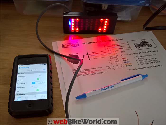 Programming the Ohmics MotoBrakeBT Light