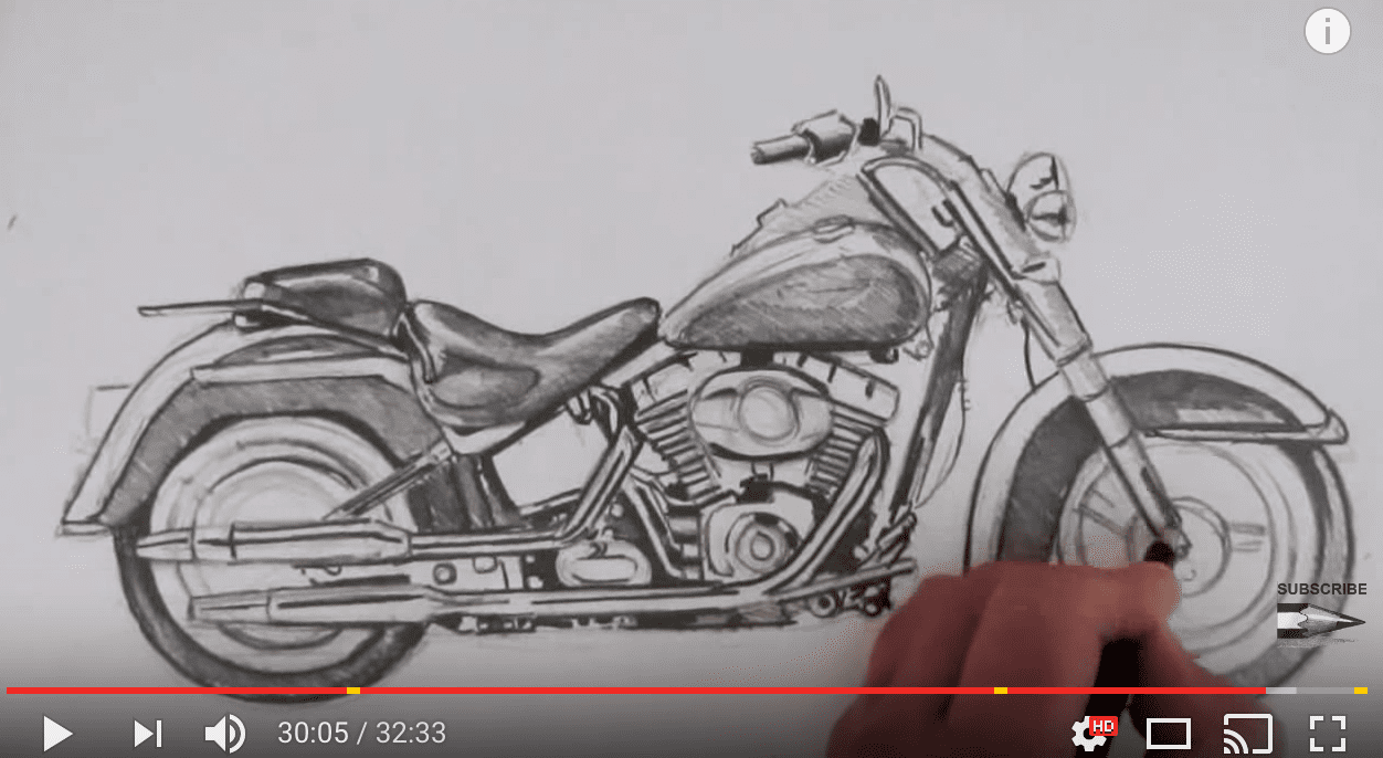 How to Draw a HarleyDavidson Motorcycle Time Lapse  YouTube