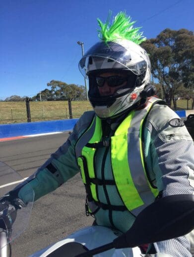 Karen Curley Bathurst Circuit in Helite airbag vest