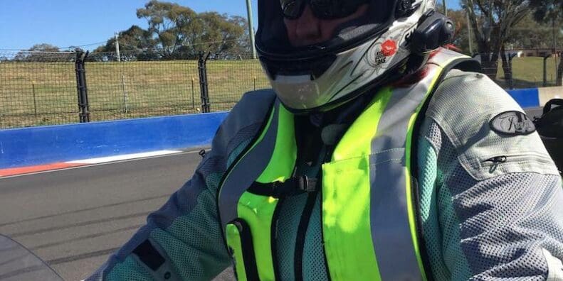 Karen Curley Bathurst Circuit in Helite airbag vest