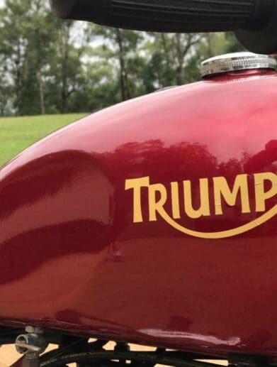 Paul Baltzer with his 1973 Triumph Bobber custom and 1970s Harley Shovelhead that he will show at the 2017 RACQ MotorFest wave