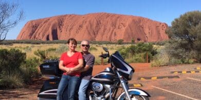 Canadian couple Diana and Loren Schroff of Brisbane are addicted to long distance motorcycle travel around Australia and their native North America.