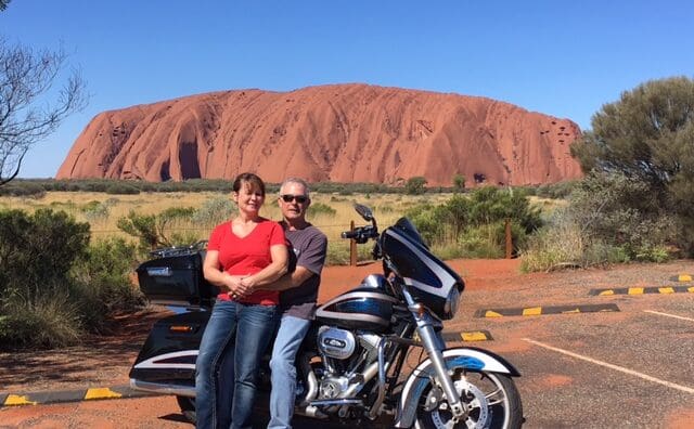 Canadian couple Diana and Loren Schroff of Brisbane are addicted to long distance motorcycle travel around Australia and their native North America.