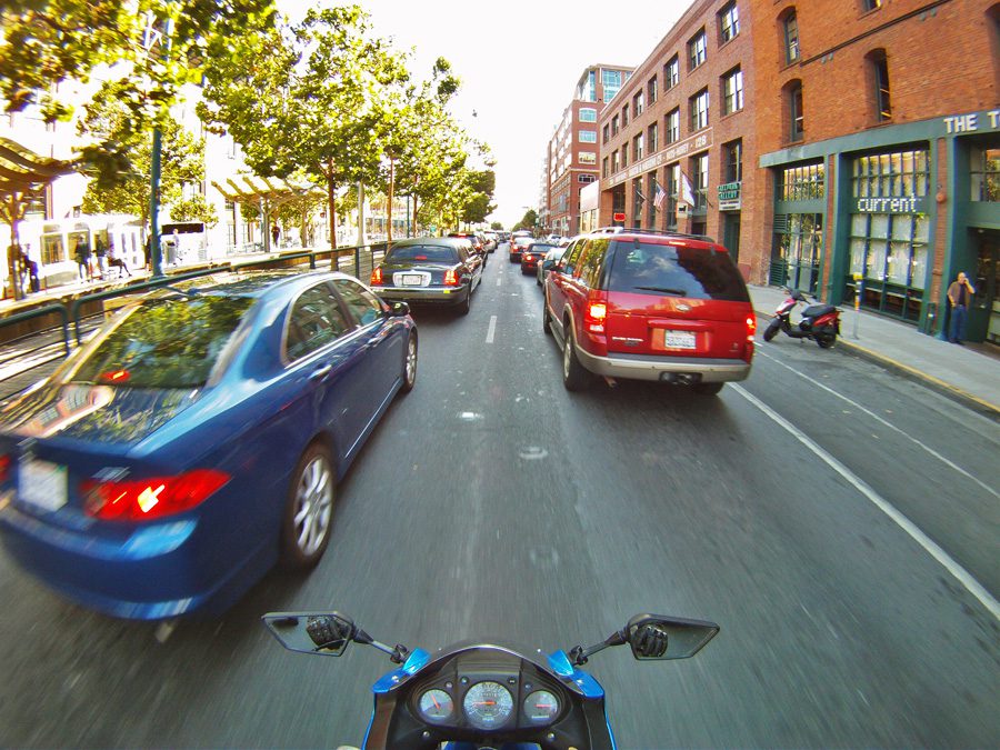 Lane filtering lane splitting America blame