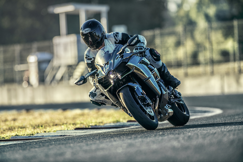 Kawasaki Ninja H2 with lean angle sensor