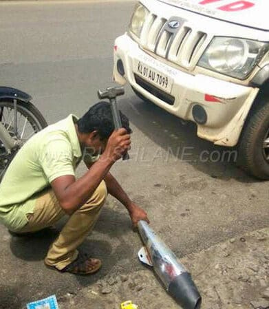 Police hammer noisy motorbike exhausts