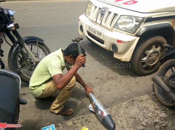 Police hammer noisy motorbike exhausts