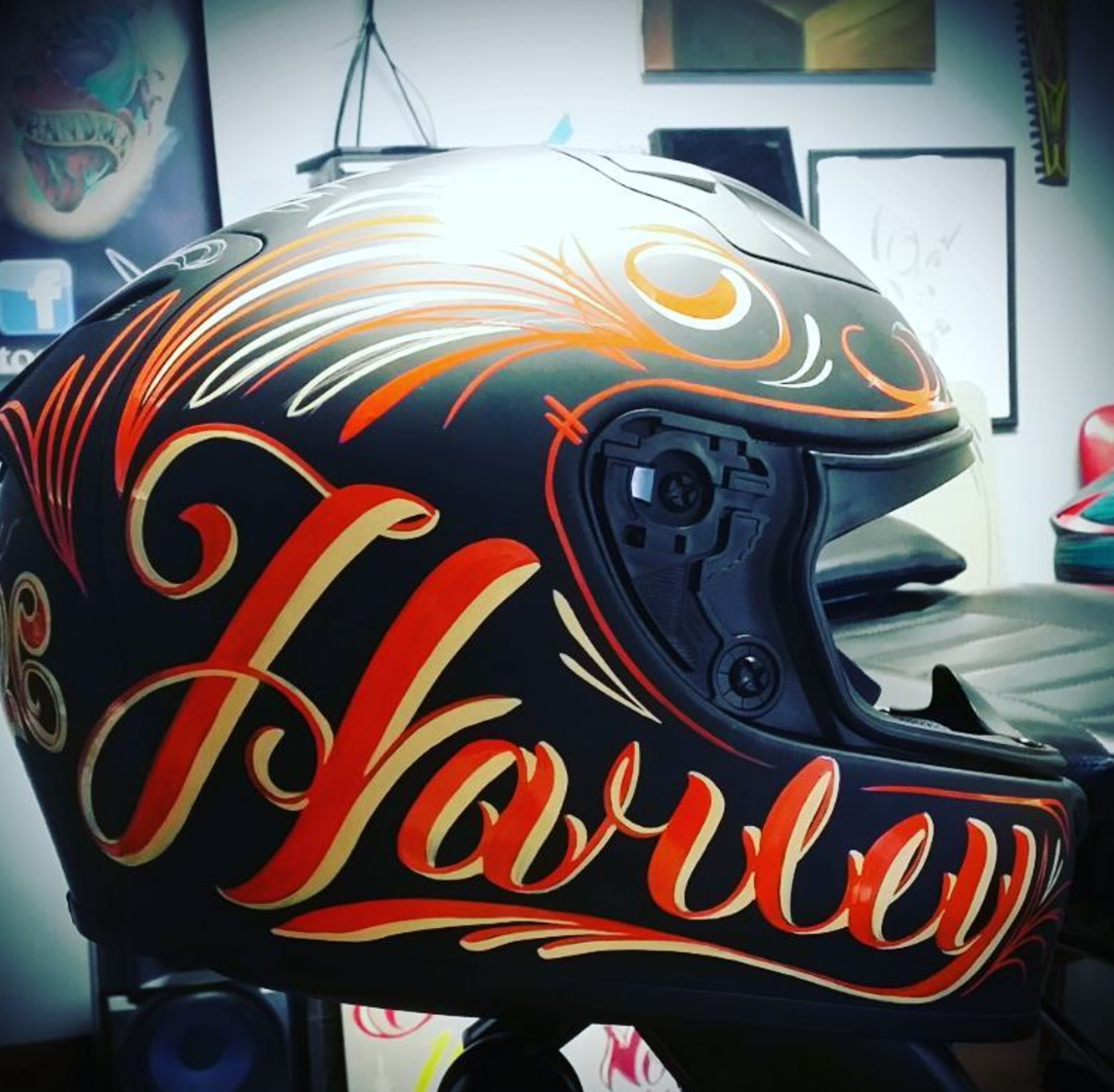 Motorcycle Helmet Flames Tattoo Tshirt  RebelsMarket