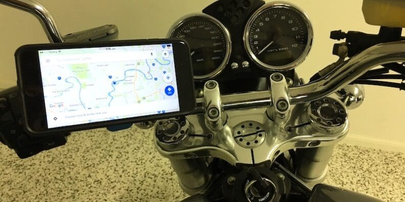 Quad Lock mobile phone mount beeline maps