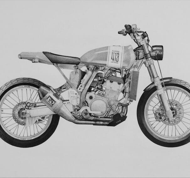 Artist Kris Hartas presents his motorcycle art at Sydney Motorcycle Show