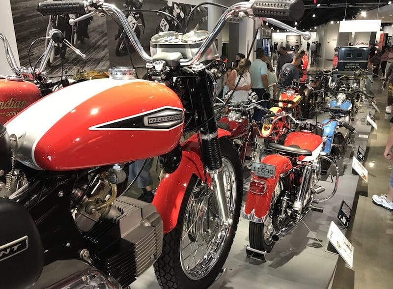 Motorcycle fans will be pleasantly surprised with the number of bikes on show at the Petersen Automotive Museum in Los Angeles.