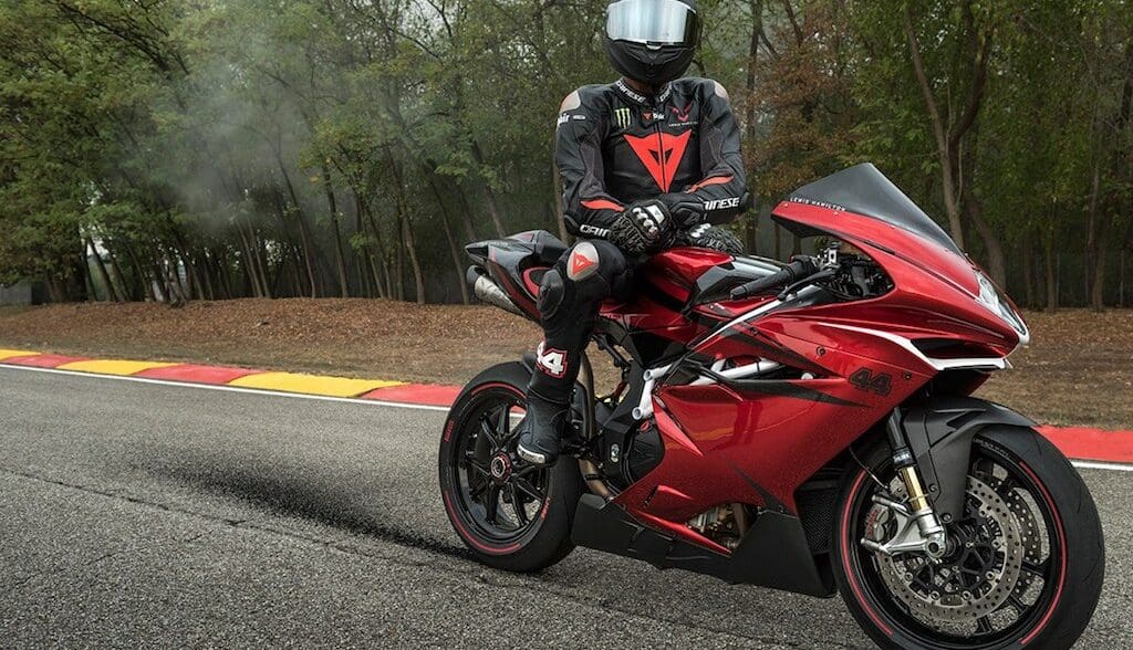 Lewis Hamilton with the MV Agusta F4 LH44 super rich