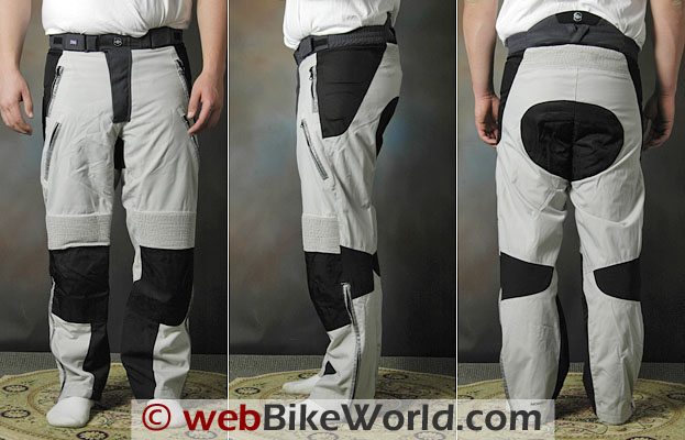 British Motorcycle Gear Adventure Pants - Front, Side and Rear Views