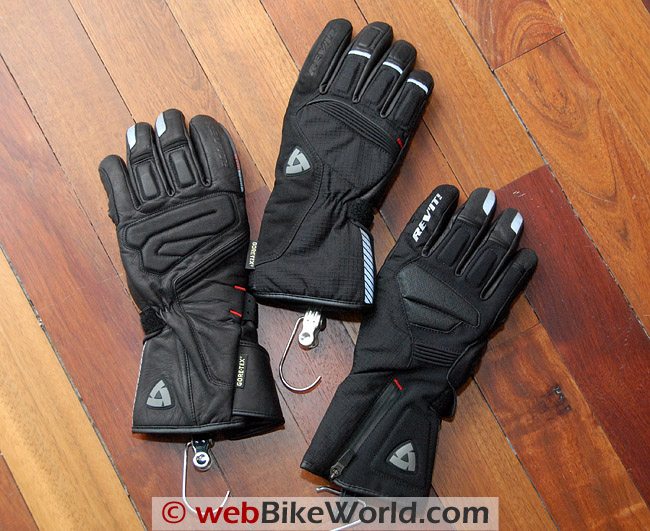 Rev'it Alaska gloves, Orion GTX gloves and Bastion GTX gloves