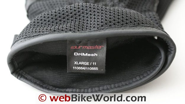 Tour Master Dri-Mesh Gloves - Close-up of Cuff