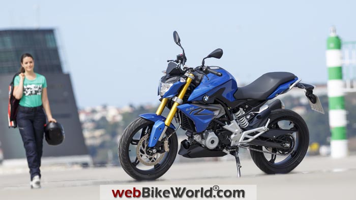 BMW G310R Blue Front Quarter View