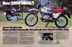 Original BMW R 80 G/S Advertisement