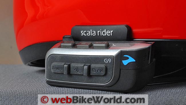 Cardo Scala Rider G9 on Helmet Close-up