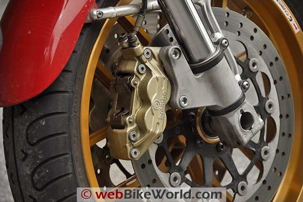 Close-up of Brembo 6800 series caliper