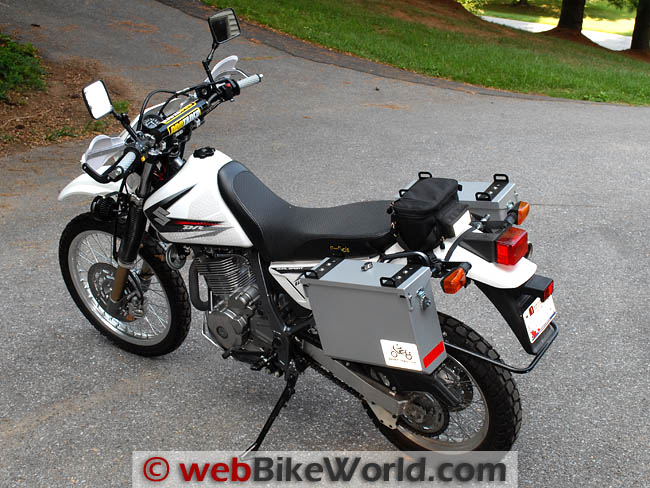 Happy Trail Imnaha Panniers Mounted on the Suzuki DR650