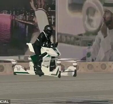 Pigs really do fly over Dubai Scorpion hoverbike