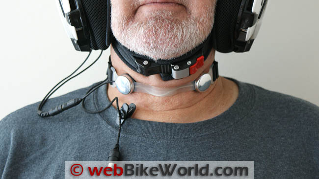 Iasus GP3X2 Throat Mic Kit Connected to Helmet