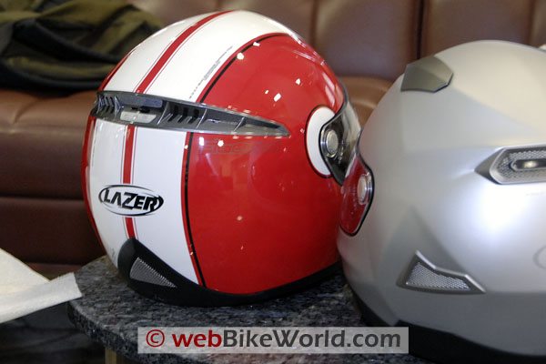 Lazer Helmets, rear view, with the Kite on the right.