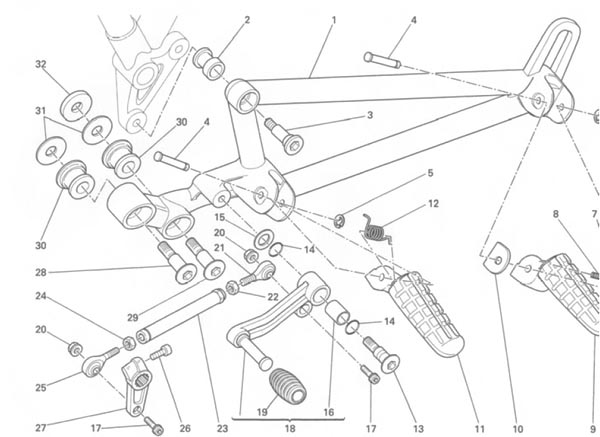 Left-Hand Foot Peg, Ducati GT1000