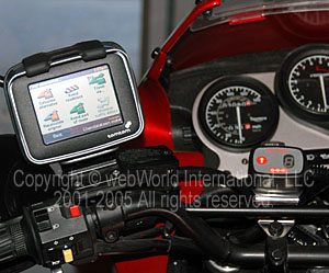 TomTom Rider mounted on mirror