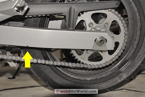 Ducati Multistrada Chain Adjustment - Half-way Point of Swingarm