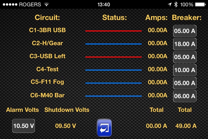 Neutrino Smartphone App Voltage Settings