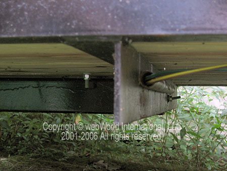 Underside of Top Brand Motorcycle Trailer Showing Cross Support