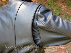 Articulated shoulder on the Fox Creek Leather 3/4 Length Women's Leather Motorcycle Jacket.