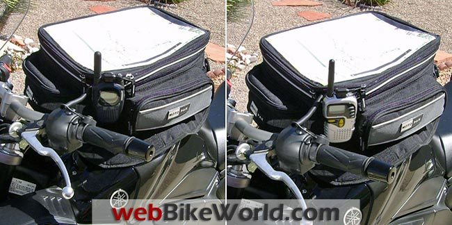 Two-Way Radios Mounted on Tank Bag