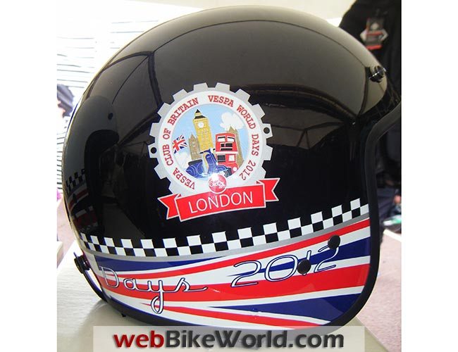 Vespa World Days Sticker on Helmet