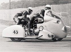 Vintage BMW Motorcycle Photo - Sidecar Racing