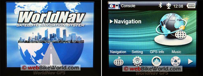 WorldNav 3500 Initial Splash Screen and Applications Screen