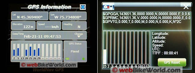 WorldNav 3500 GPS information