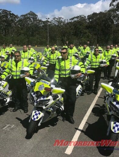 DayGlo Queensland motorcycle Police limit questions