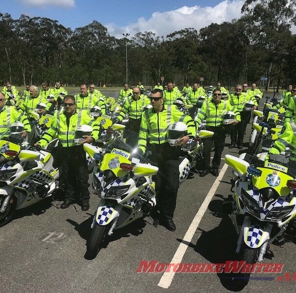 DayGlo Queensland motorcycle Police limit questions