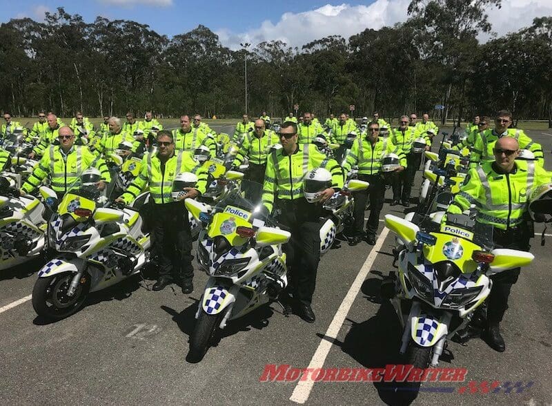 DayGlo Queensland motorcycle Police limit questions