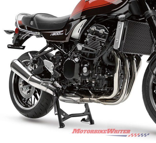 Kawasaki Z900RS with radiator guard and centre stand accessories