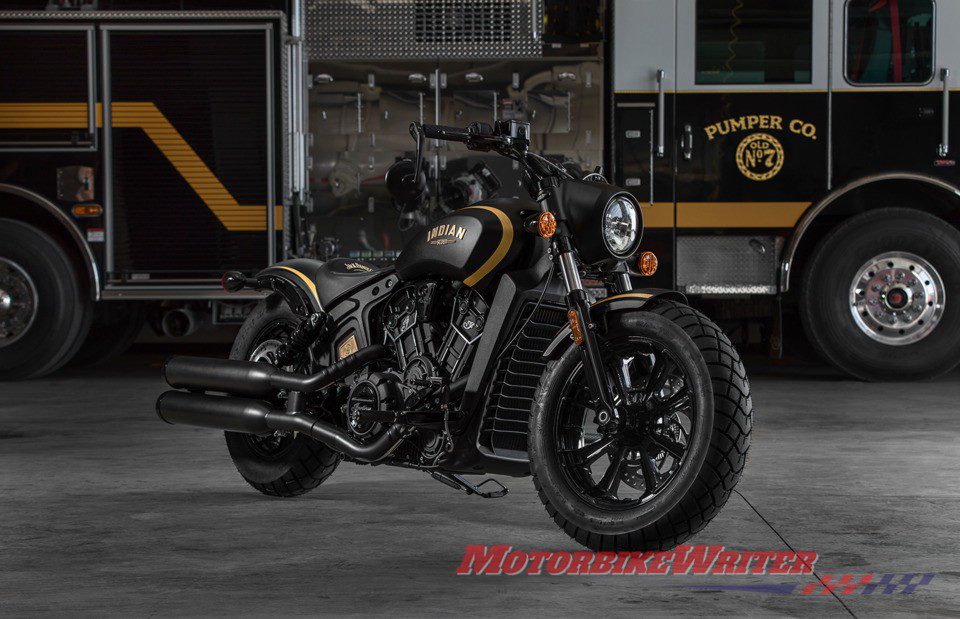 2018 Jack Daniel's Scout Bobber in gold and black