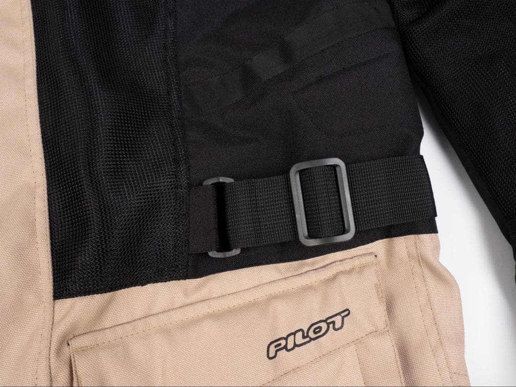 Pilot Motosport Elipsol Air Jacket Side Jacket Closeup of Waist Strap Adjuster