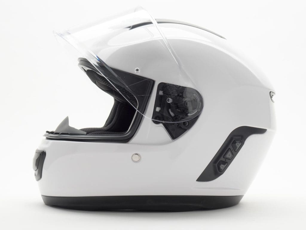 Sena Momentum Helmet Left Side View of Helmet with Face Shield Visor Up Position